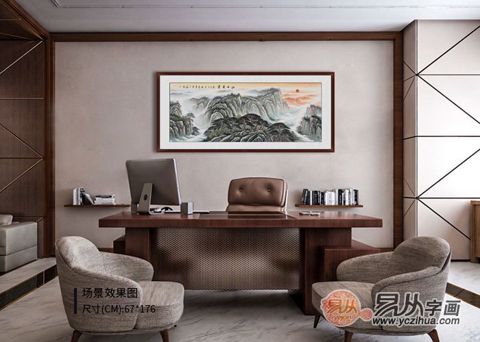 张利国画山水画作品,国画山水客厅字画办公室挂画