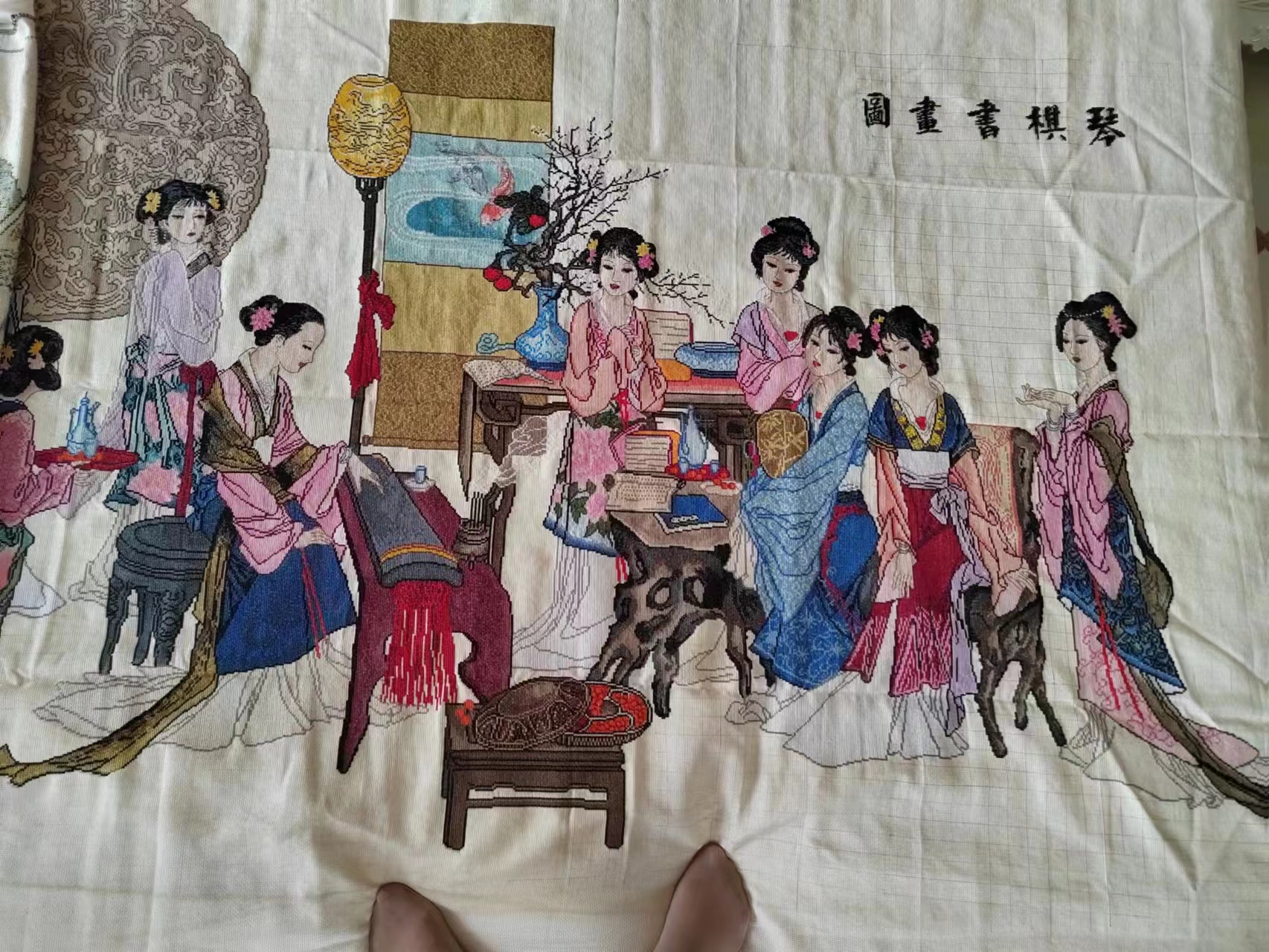 十字绣成品琴棋书画出售,琴棋书画十字绣教程视频