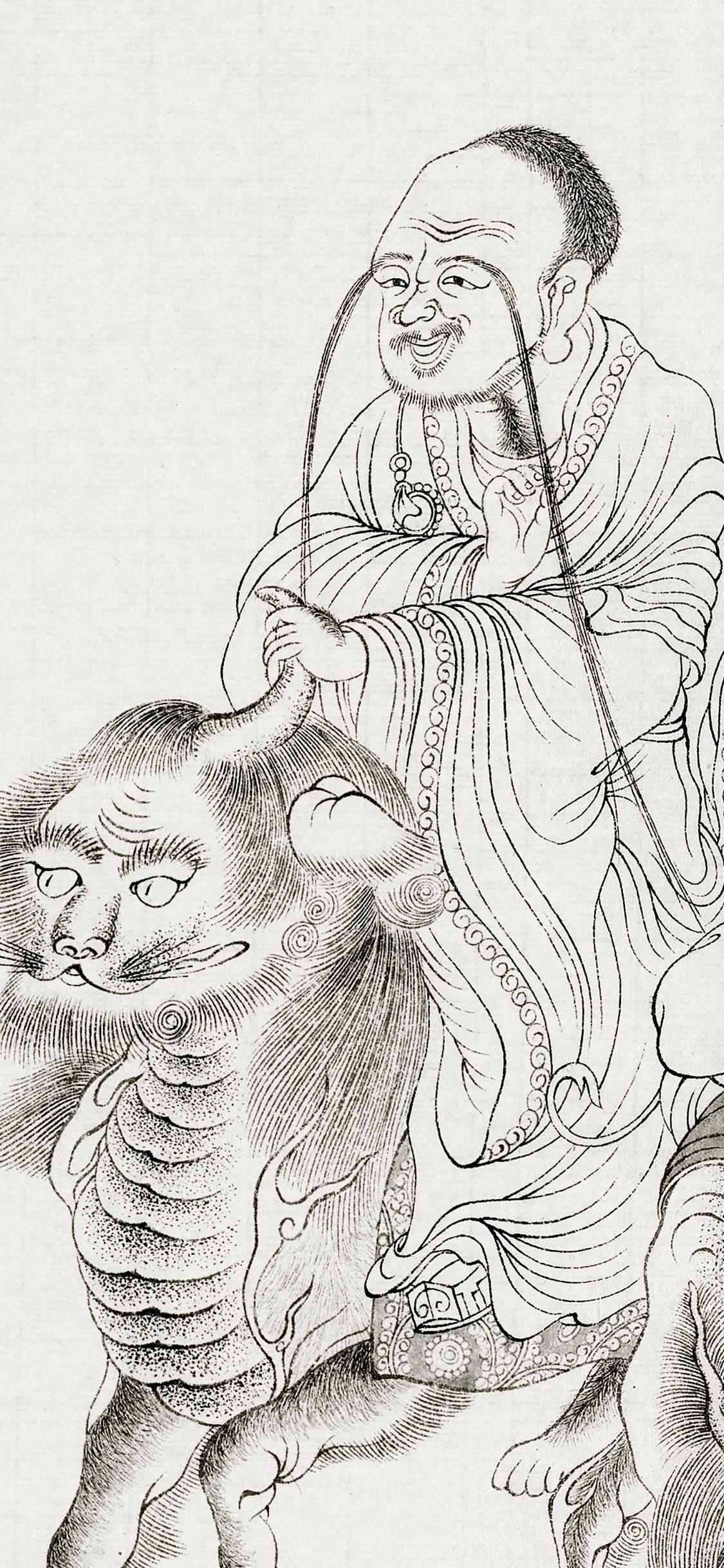 白描八十七神仙卷图文,五百罗汉白描长卷