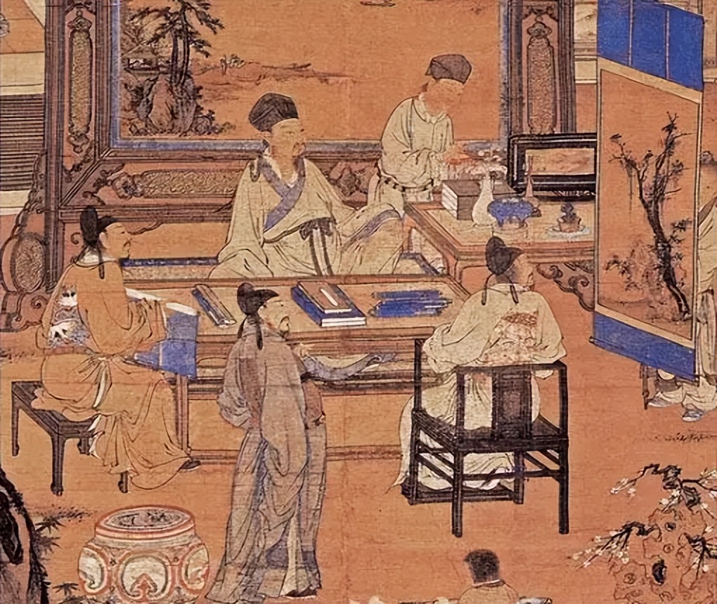 古代躺椅古画,古画之圆鼓凳