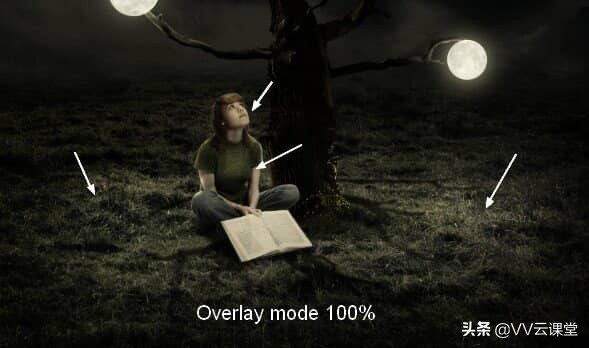 在Photoshop中创建带有月亮的树的超现实图稿，VV云课堂教程