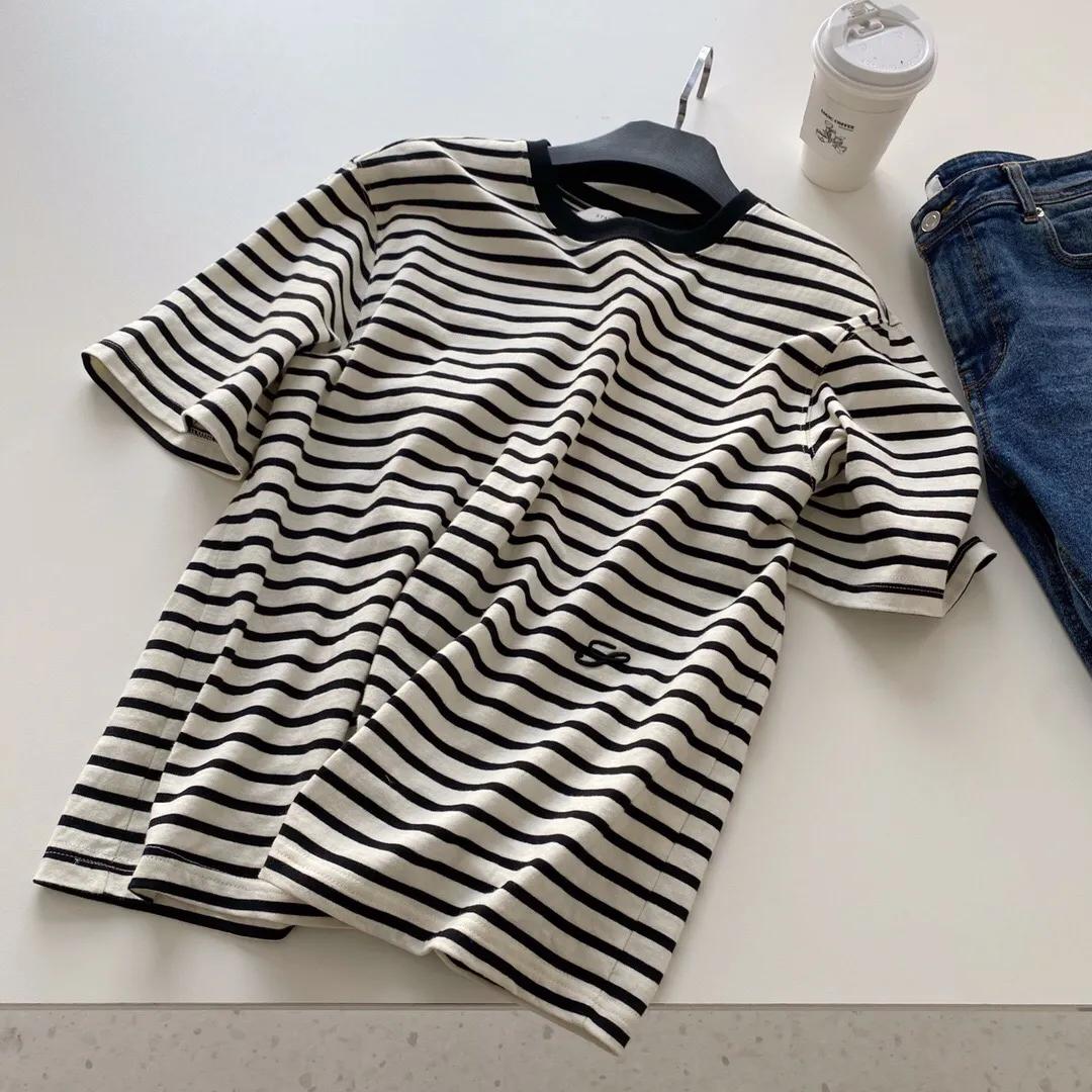 韩系短袖女显瘦,宋慧乔条纹衫短袖