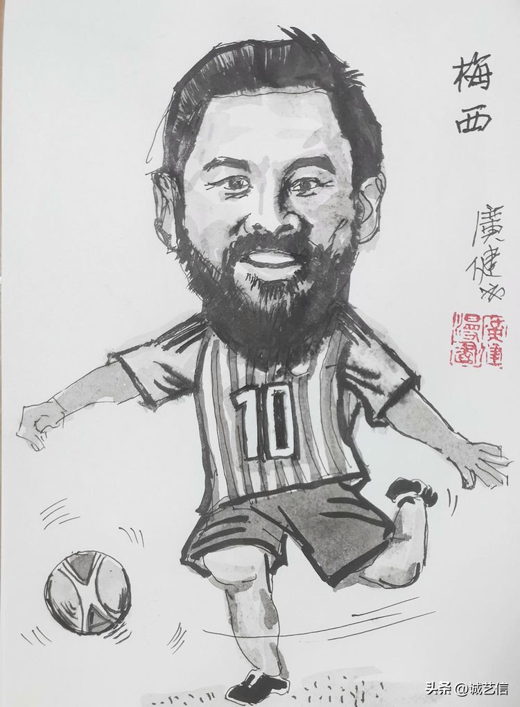 卡塔尔梅西漫画海报,梅西拿着美洲杯来卡塔尔的漫画