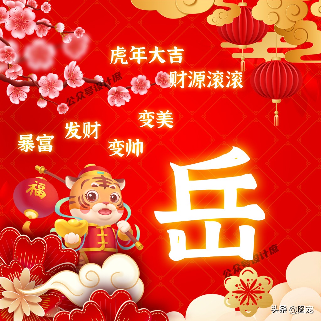 2023姓氏头像最新款虎年大吉,2022虎年姓氏头像好运霸气