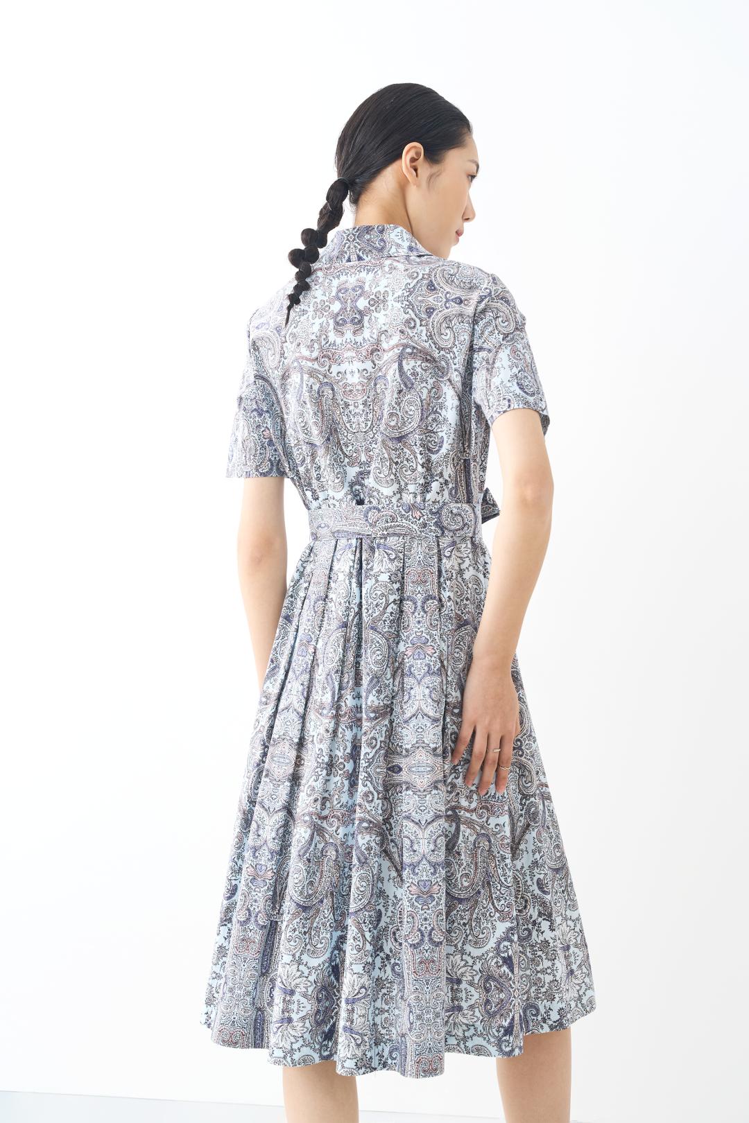 高端碎花印花棉麻连衣裙,丹慕妮尔气质印花连衣裙