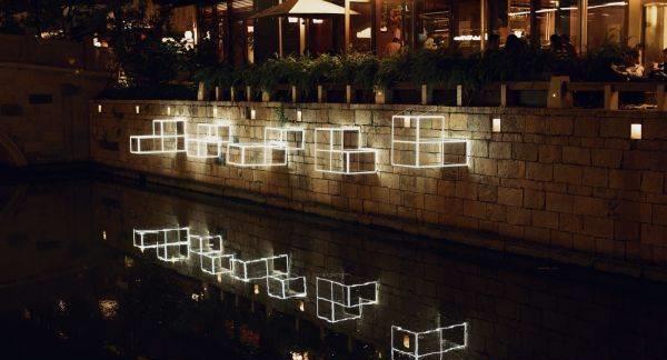 江南水乡蟠龙古镇夜景,上海青浦蟠龙古镇外景