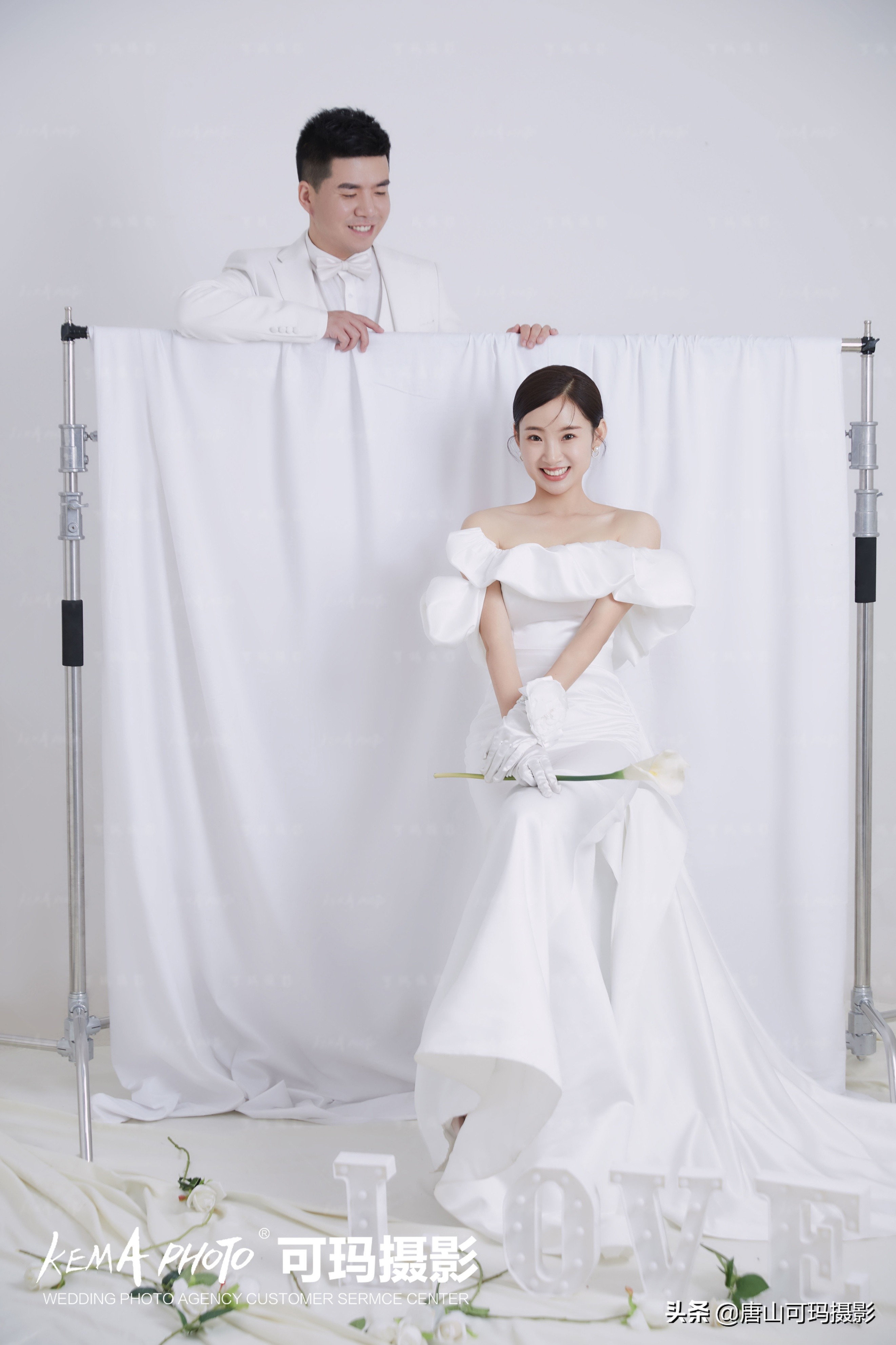 超甜婚纱照风格,室内超甜复古婚纱照