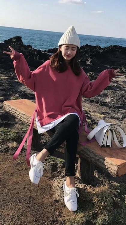 连帽卫衣女潮ins2022秋季新款韩版,爆款秋冬新连帽假两件卫衣