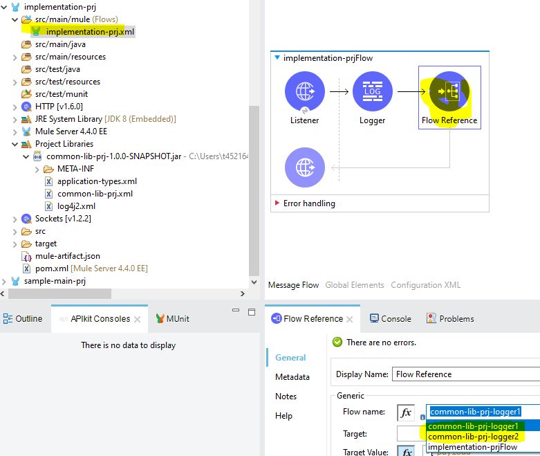 如何在Mule4中配置通用流程以重用通用功能