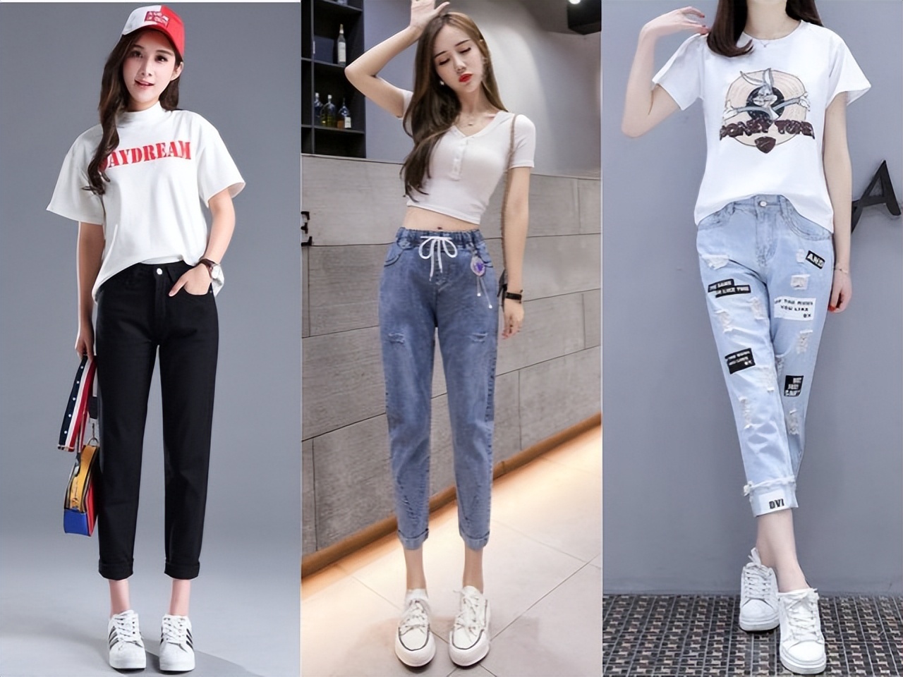 超燃炸街的白T恤牛仔裤穿搭