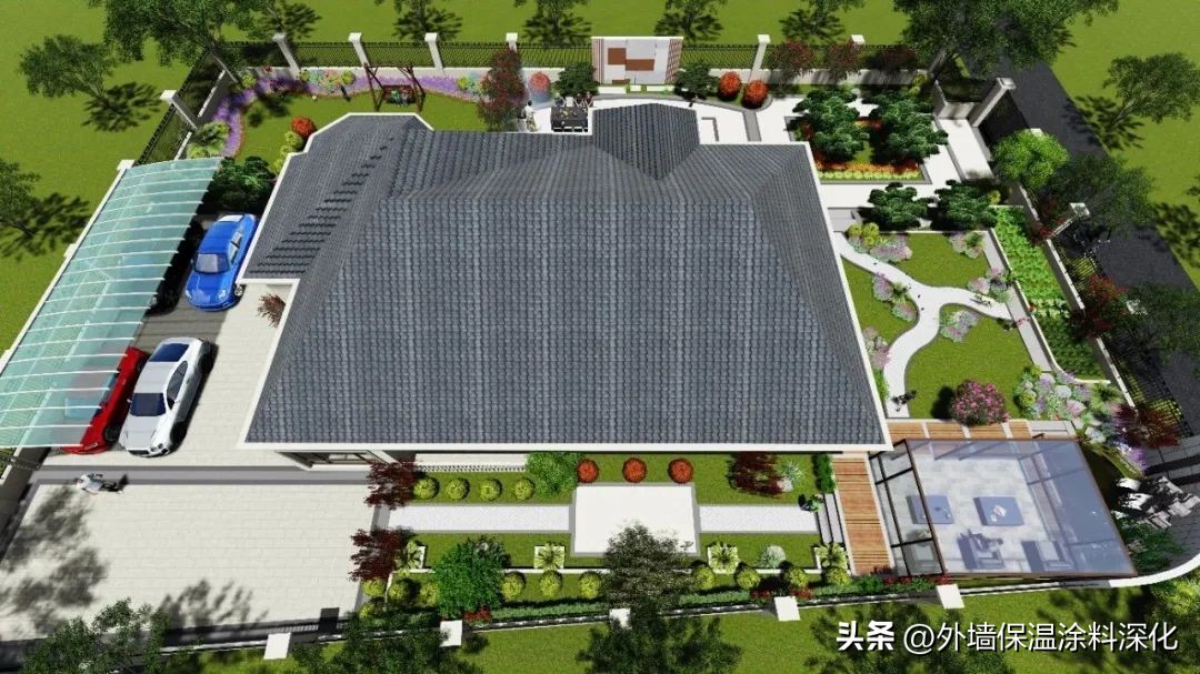 别墅庭院景观绿化全套施工图,别墅3d庭院景观效果图教程