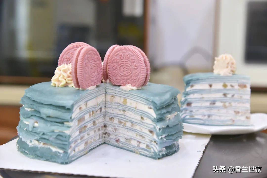 香兰蛋糕教学视频,乌龙蜜桃千层蛋糕教程