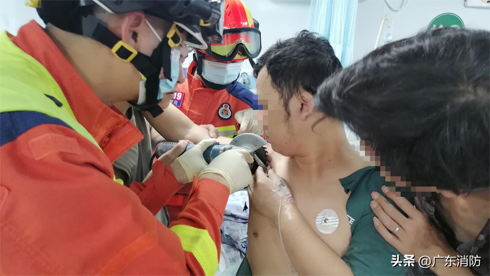 隔着屏幕都感觉疼！广州一男子手臂腋下不慎被电锯绞肉，120紧急求助