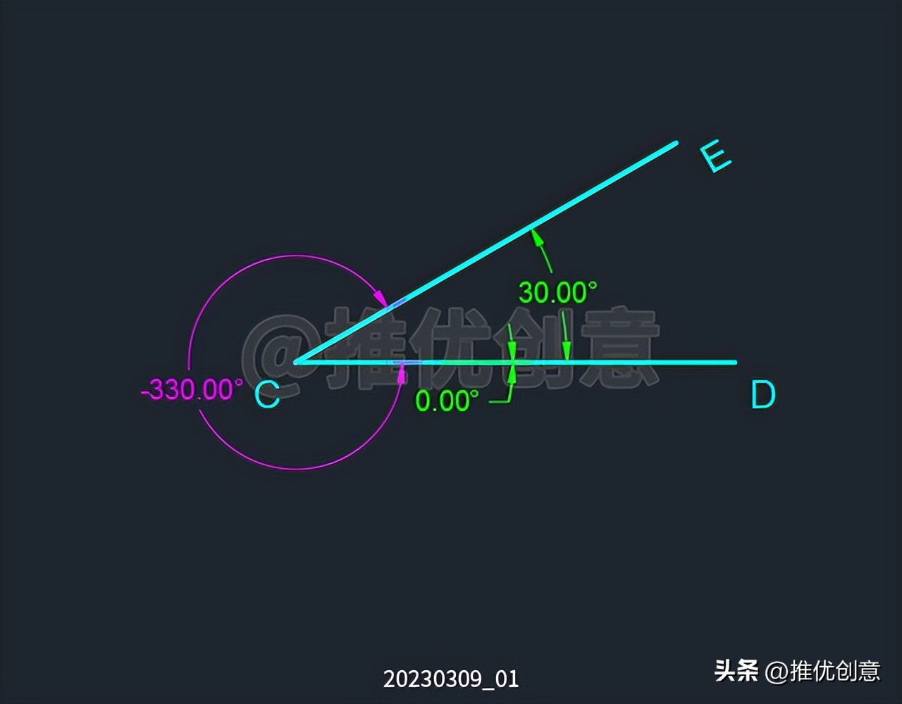 autocad角度线画法,autocad如何绘制角度