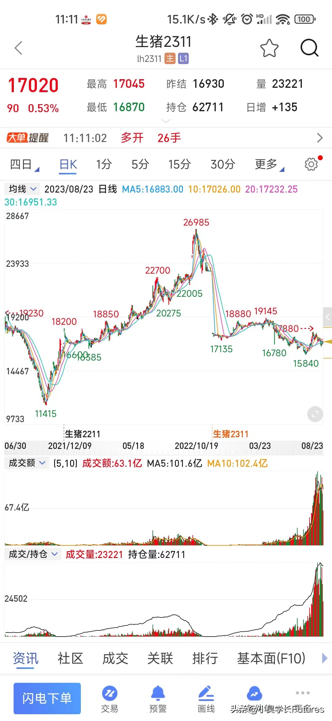 生猪期货最新行情在哪里看盘,生猪2205期货最新行情