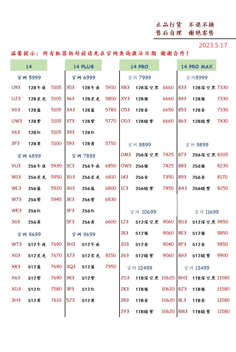 2023年12月手机批发价格一览表,深圳华强北7月16日手机批发