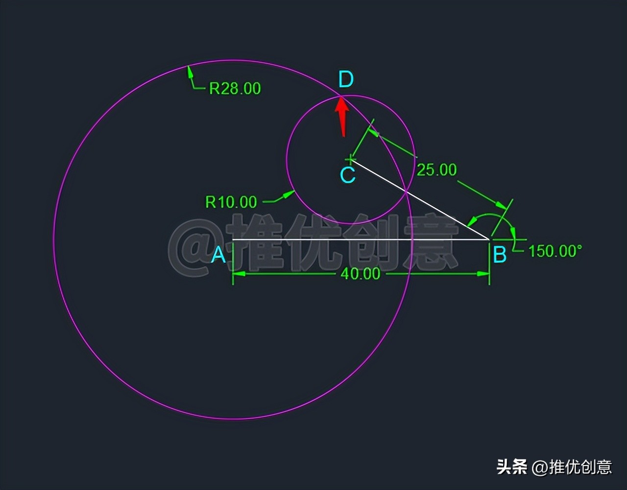 利用多边形作辅助绘制圆弧cad教程,cad平行四边形画图教程