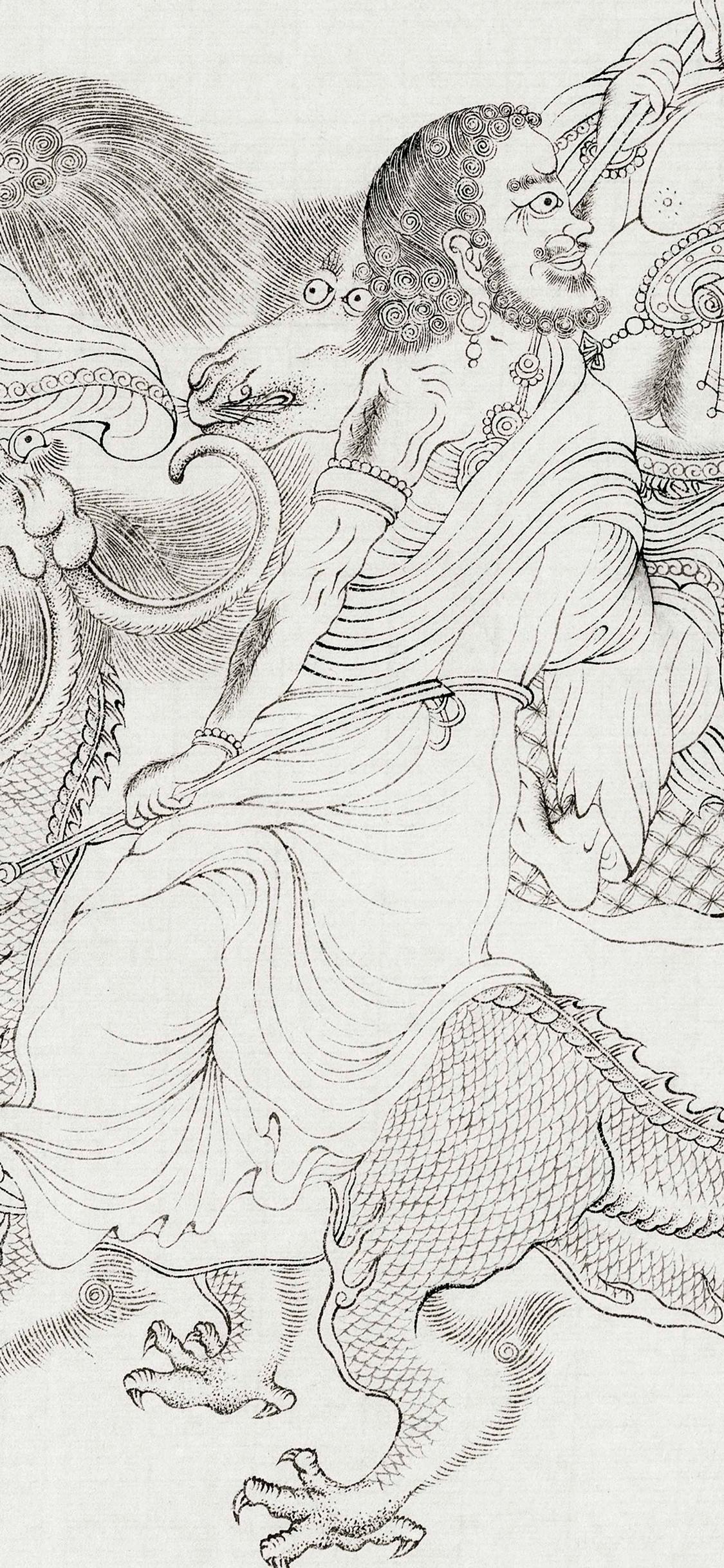 白描八十七神仙卷图文,五百罗汉白描长卷