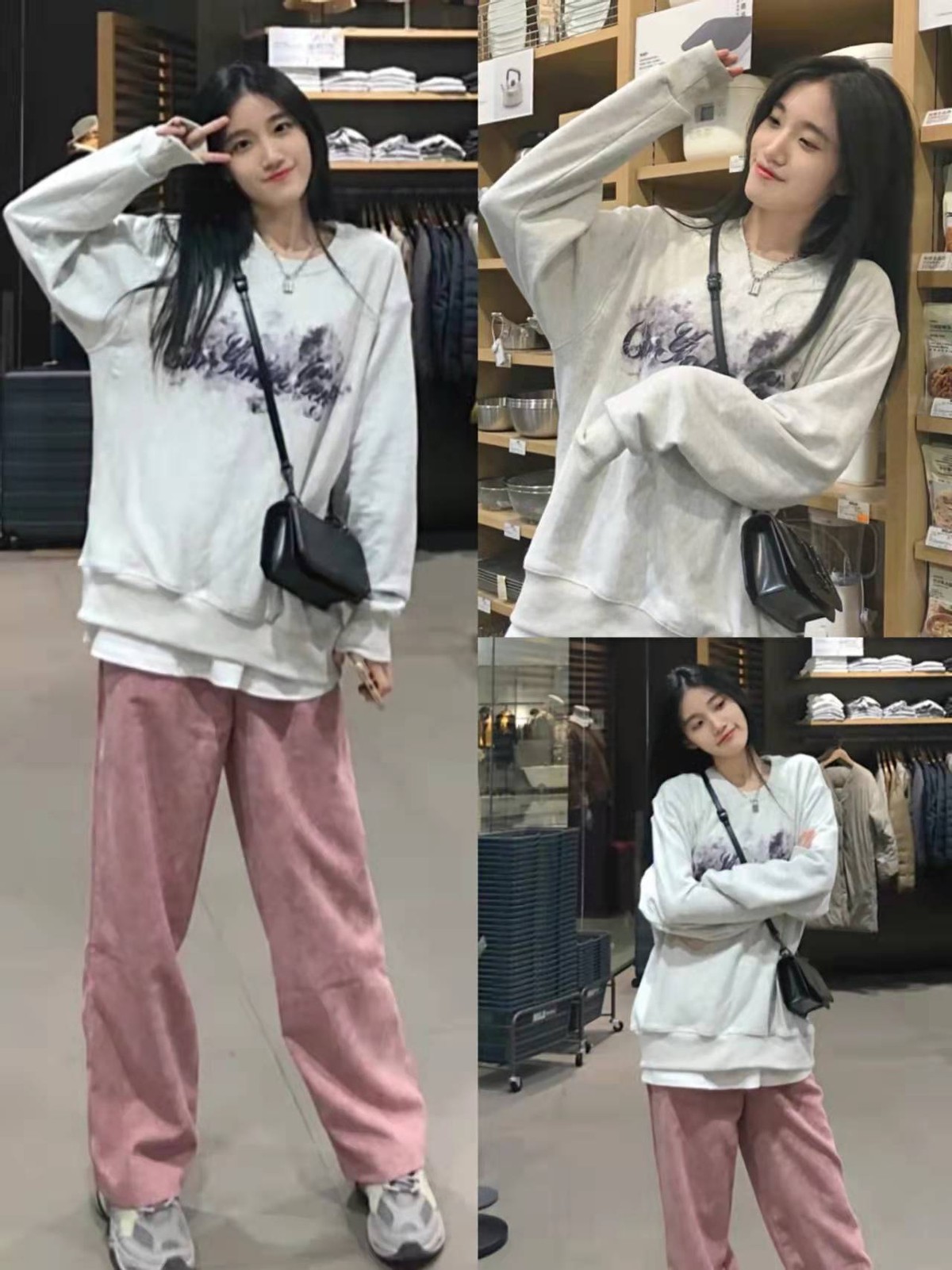 黑色灯芯绒直筒裤冬季搭配,秋冬灯芯绒裤子穿搭