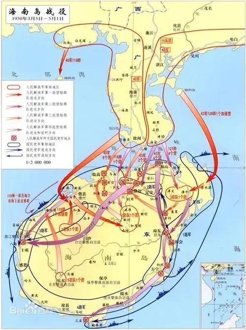 解放海南岛阻击战,海南岛登陆作战伯陵防线图