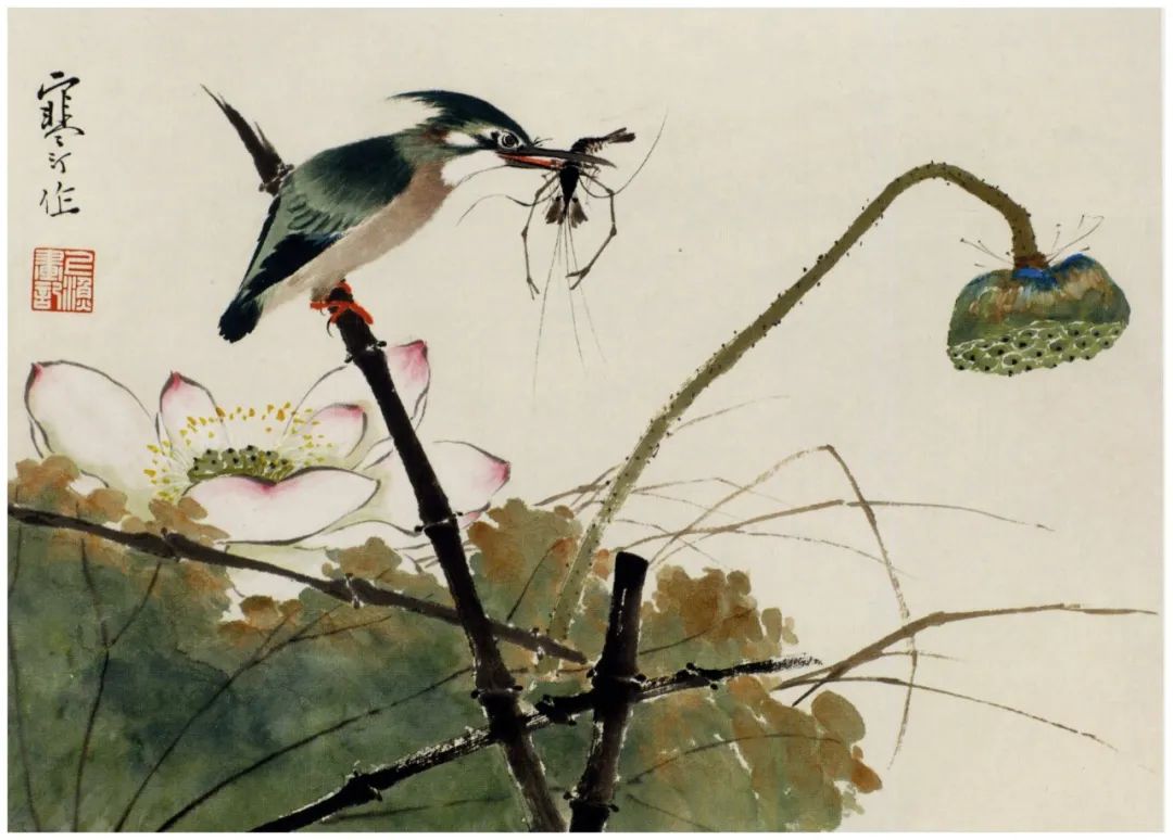 江寒汀写意黑山雀石榴花图,江寒汀写意花鸟千峰竞秀原作尺寸