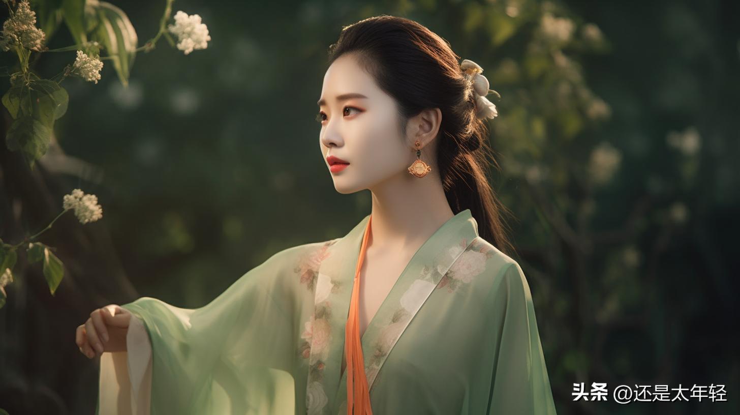 青色长袖12-15岁女童汉服,少女汉服服饰