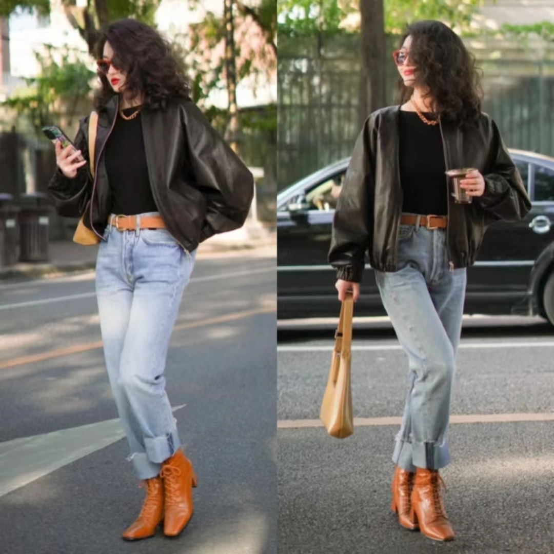 冬季黑色皮衣穿搭图片大全男,洋气黑色皮衣套装10岁