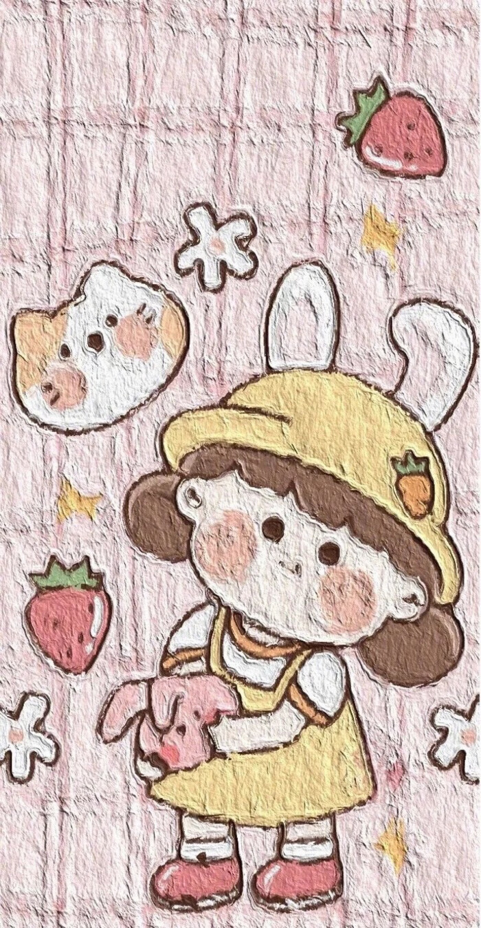 简约油画小可爱壁纸图文,海贼王卡通油画壁纸