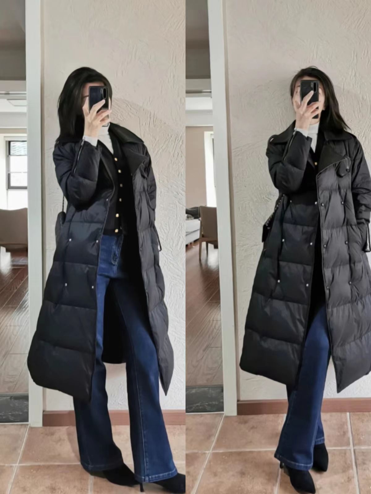 入冬了穿羽绒服,冬季高筒靴穿搭羽绒服