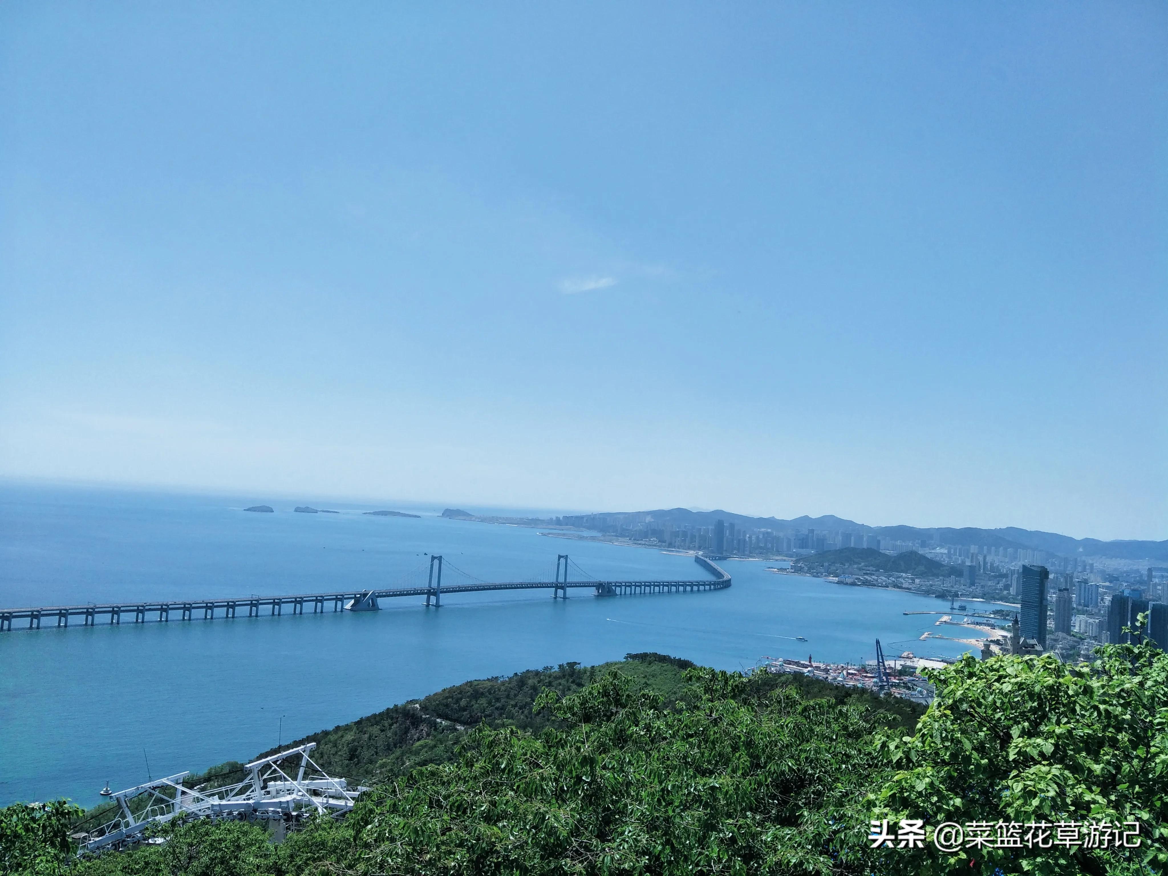 夕阳西下大连跨海大桥最佳观景地,大连莲花山观景台跨海大桥视频