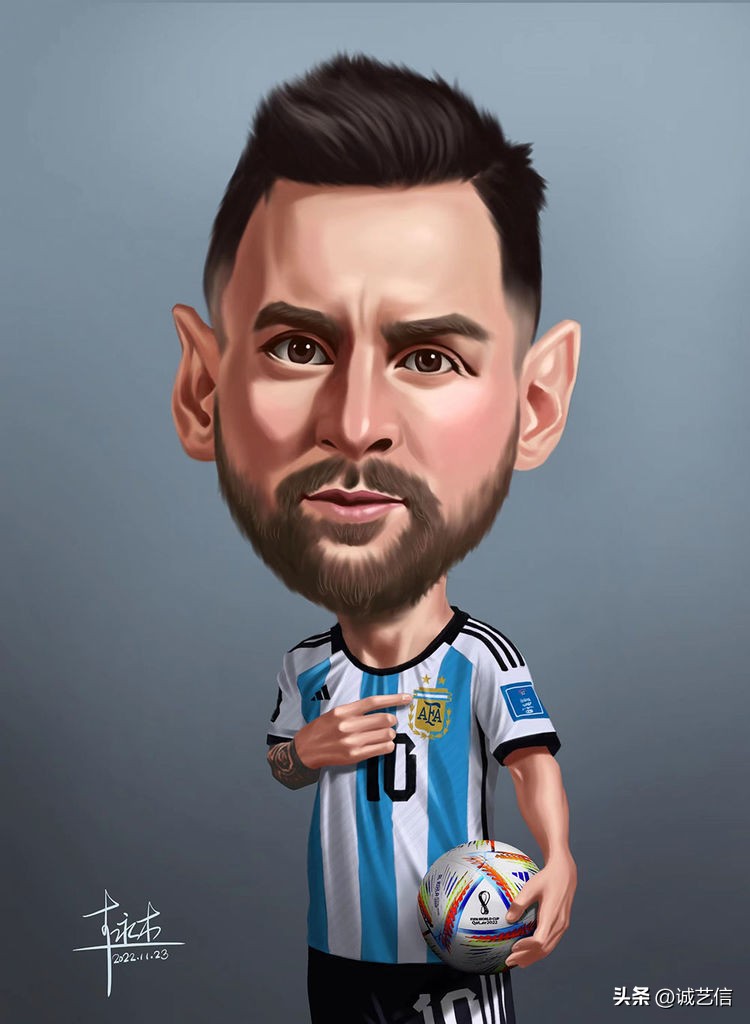 梅西拿着美洲杯来卡塔尔的漫画,梅西世界杯头像漫画