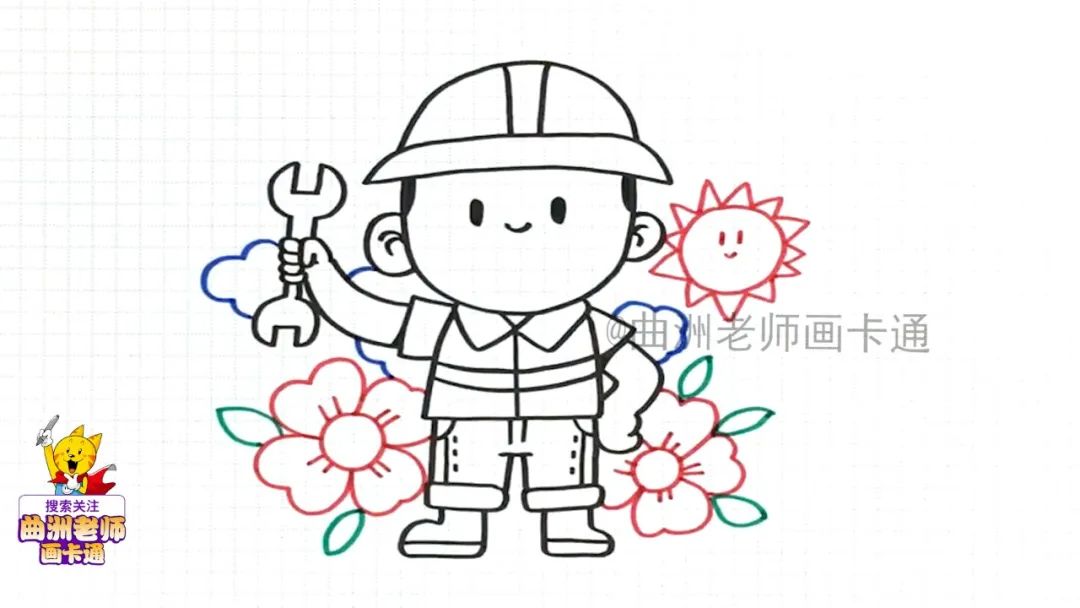 简单卡通工人简笔画,工人叔叔简笔画幼儿园