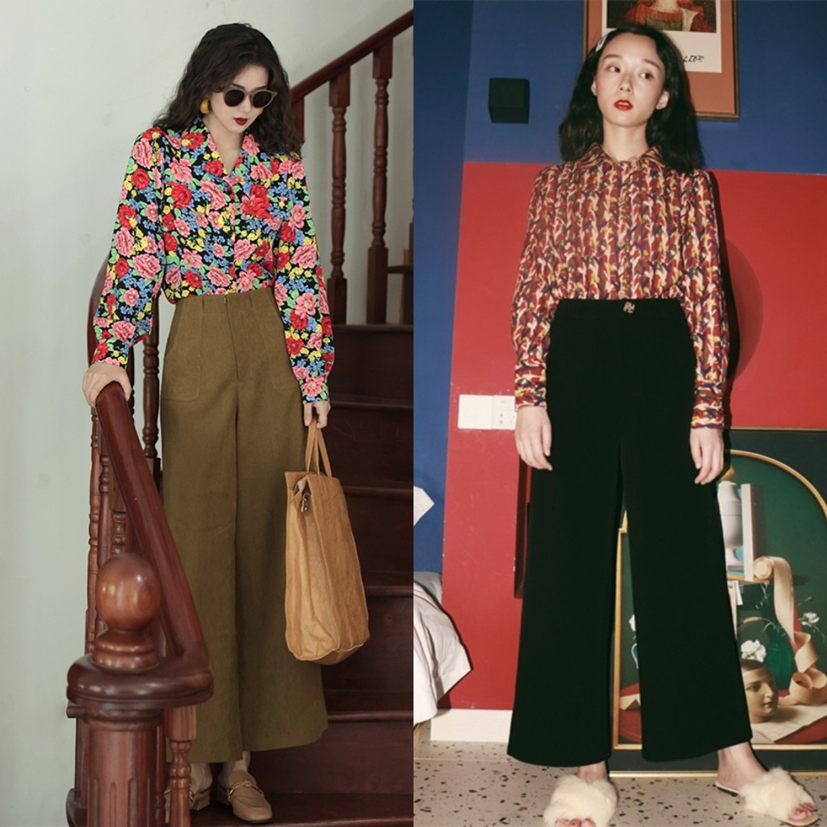 衬衫搭配窄版阔腿裤的穿法,衬衫搭配阔腿裤穿搭讲解