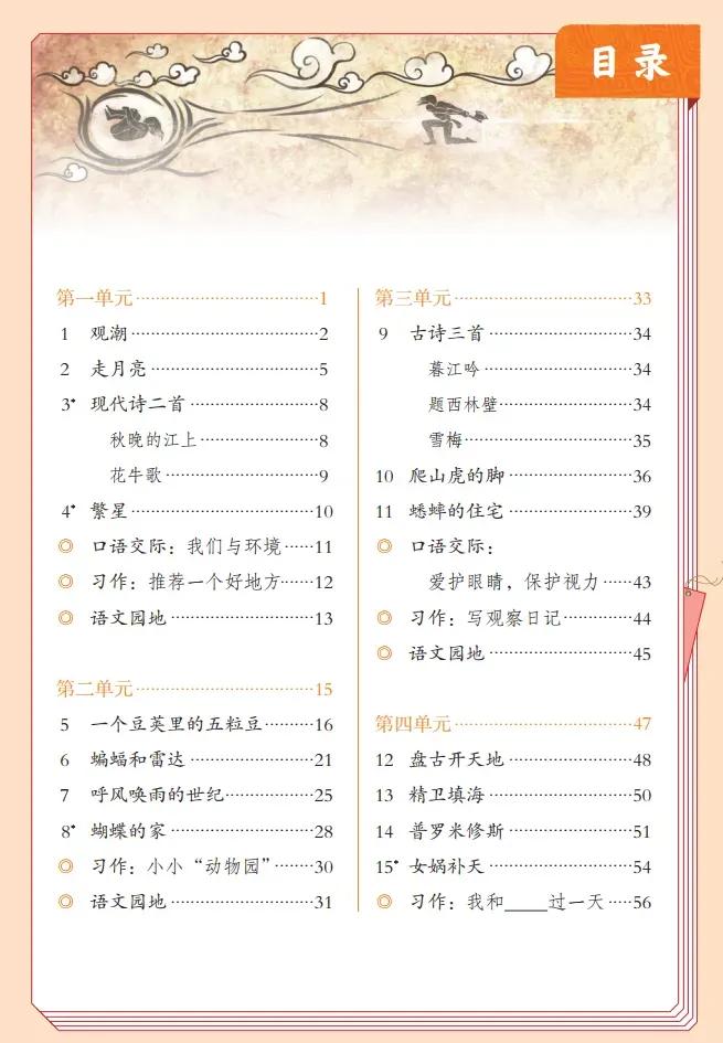 人教版小学语文（四年级上册）课本电子版暑假预习快收藏