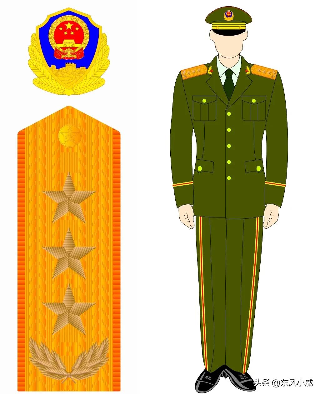 99式*警武**部队警衔，颜值最在线的一套军衔和军服