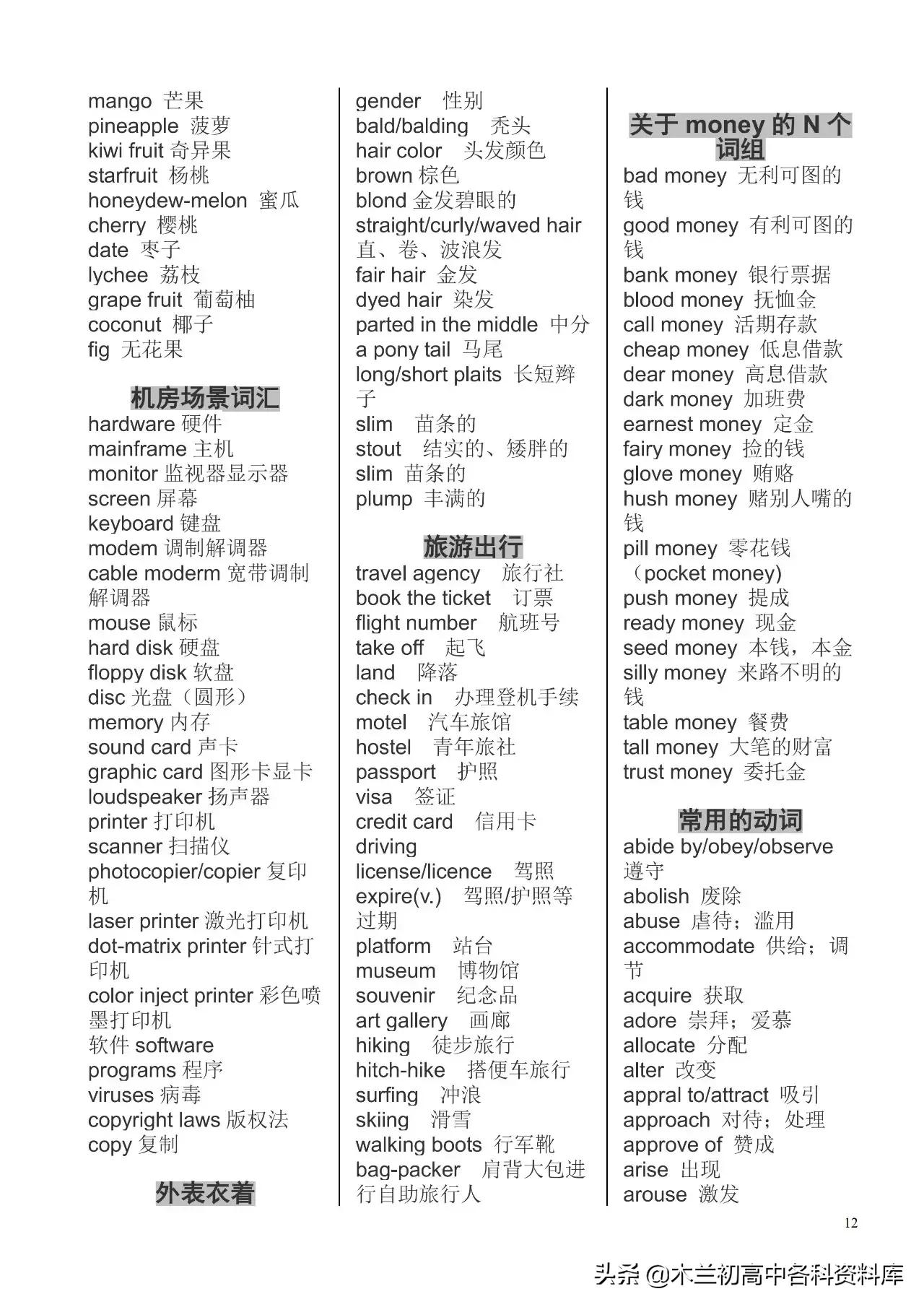 初中英语单词归纳整理大全,外研版初中英语单词分类