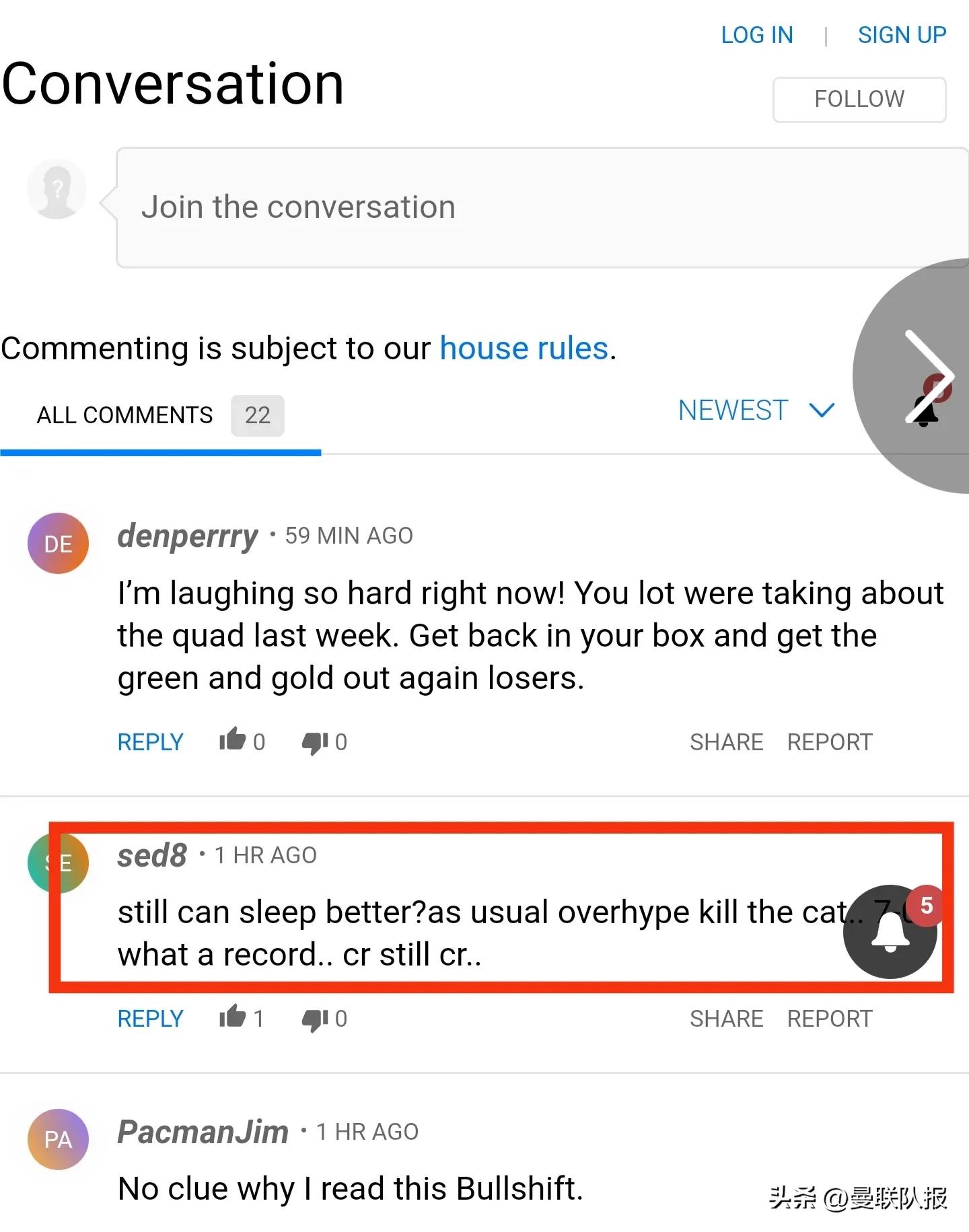曼联惨遭血洗0-7创双红会最大分差。C罗迷：老滕，你还睡得好吗？