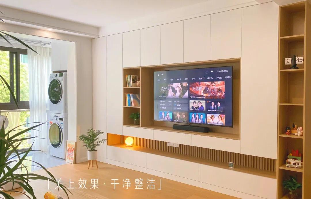轻奢极简带电视柜背景墙效果图,有电视背景墙的电视柜效果图