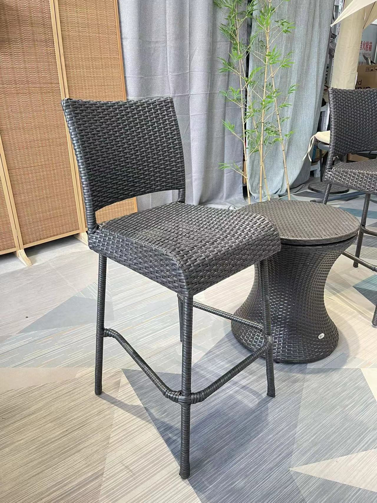 户外藤编桌椅组合五件套,户外藤编吧台桌椅