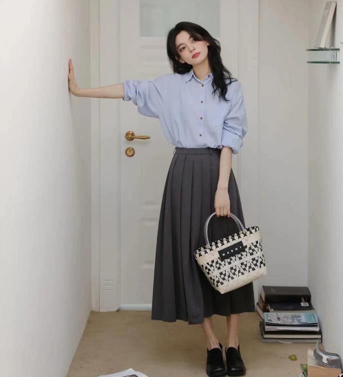 秋冬衬衫穿搭技巧,休闲修身衬衫春季搭配图