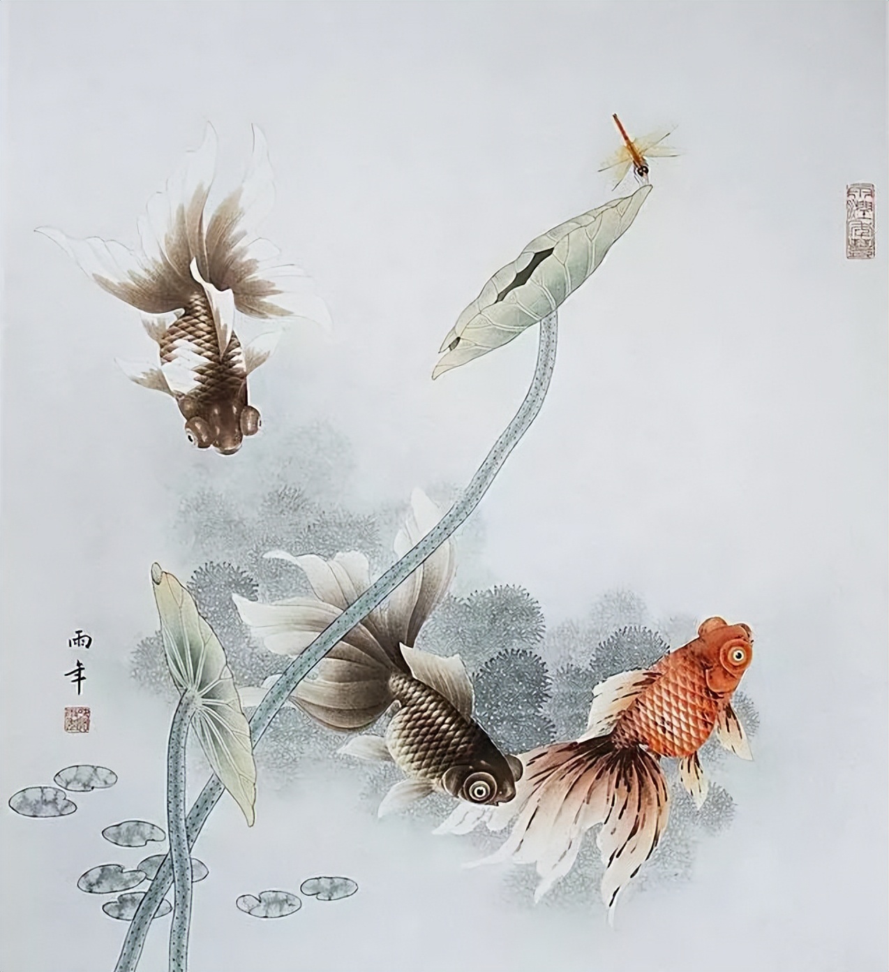 工笔画金鱼图片欣赏,金鱼工笔画精品欣赏