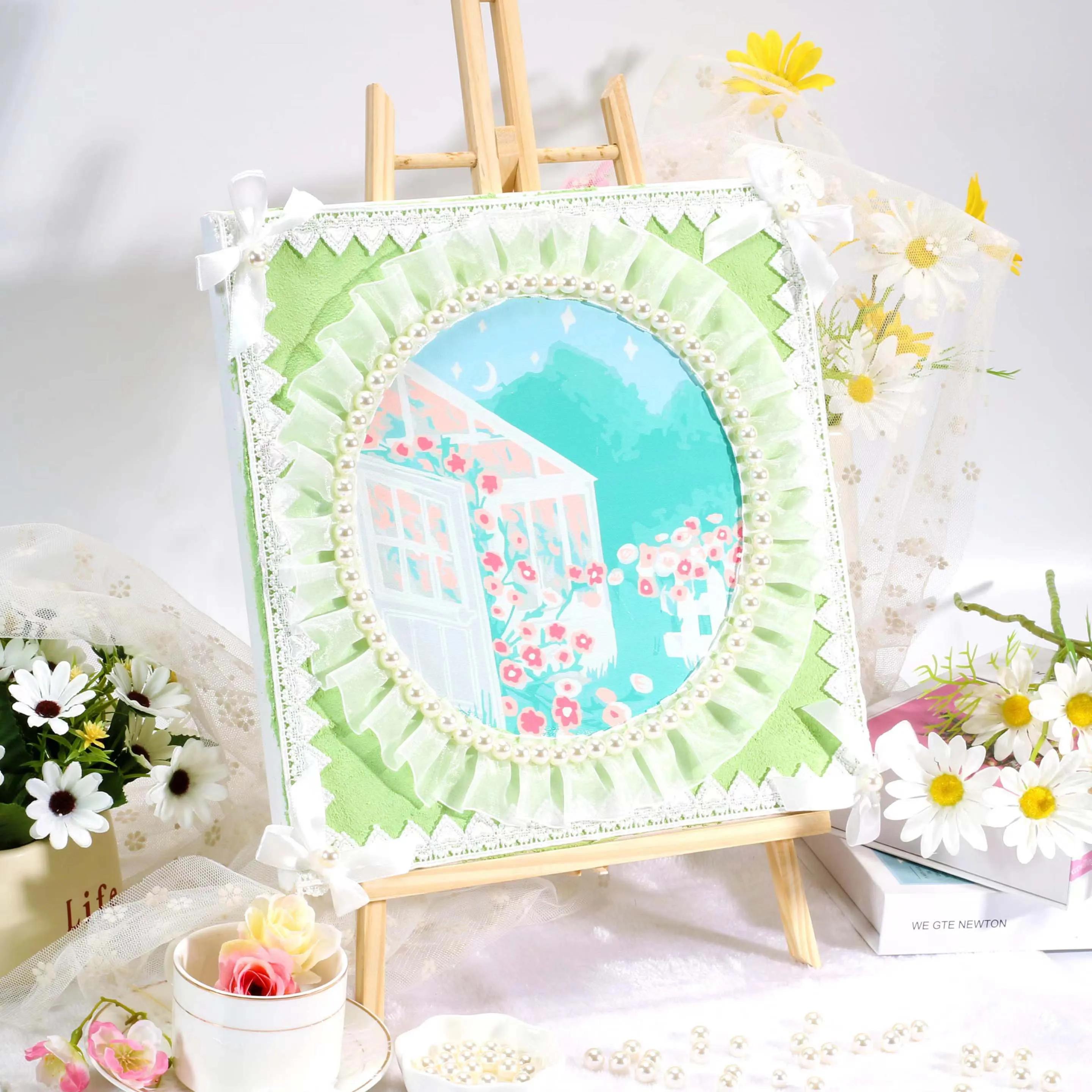 蓝鸽带外框数字油画,圣诞节礼物推荐有意义的