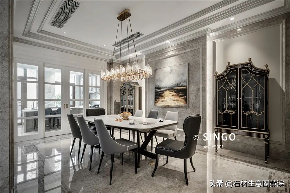 法式轻奢别墅大理石什么颜色好看,大理石法式轻奢