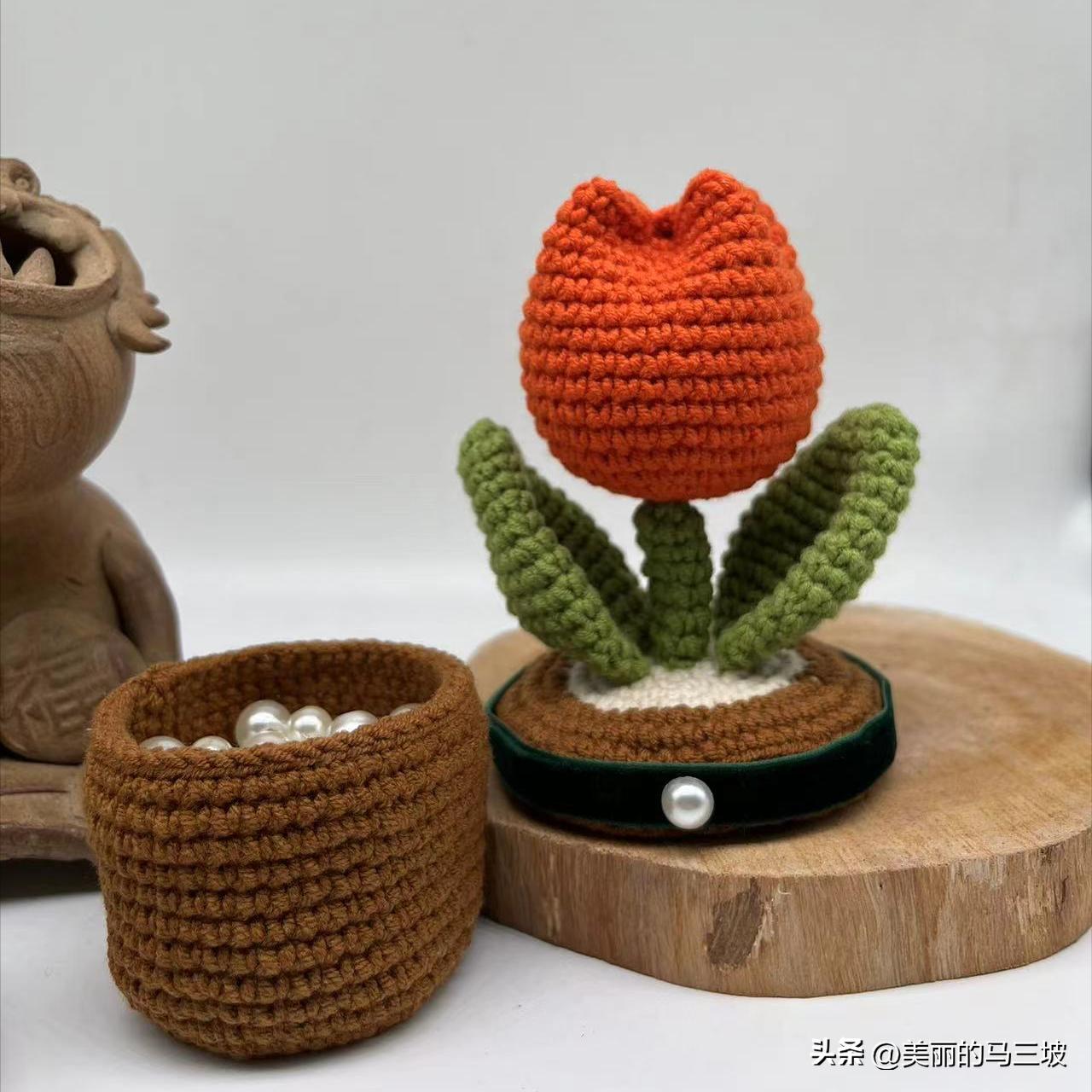 郁金香花朵收纳盒编织教程,郁金香的盆栽的钩织教程