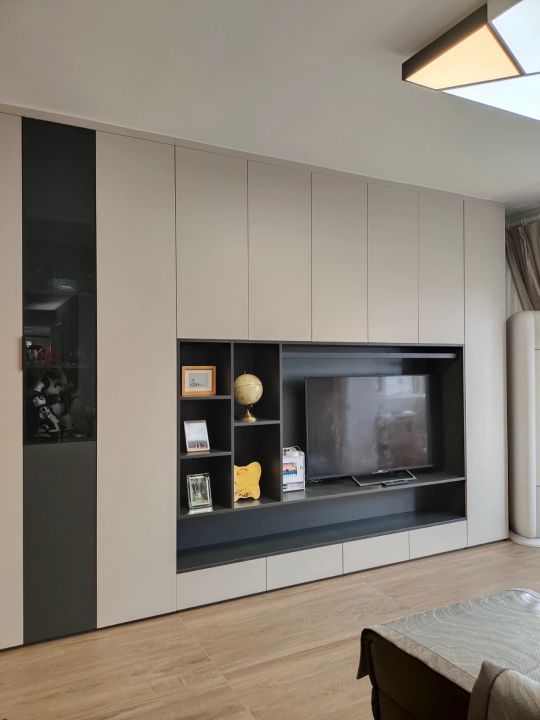 满墙电视柜如何设计最省钱,跟风做的满墙电视柜