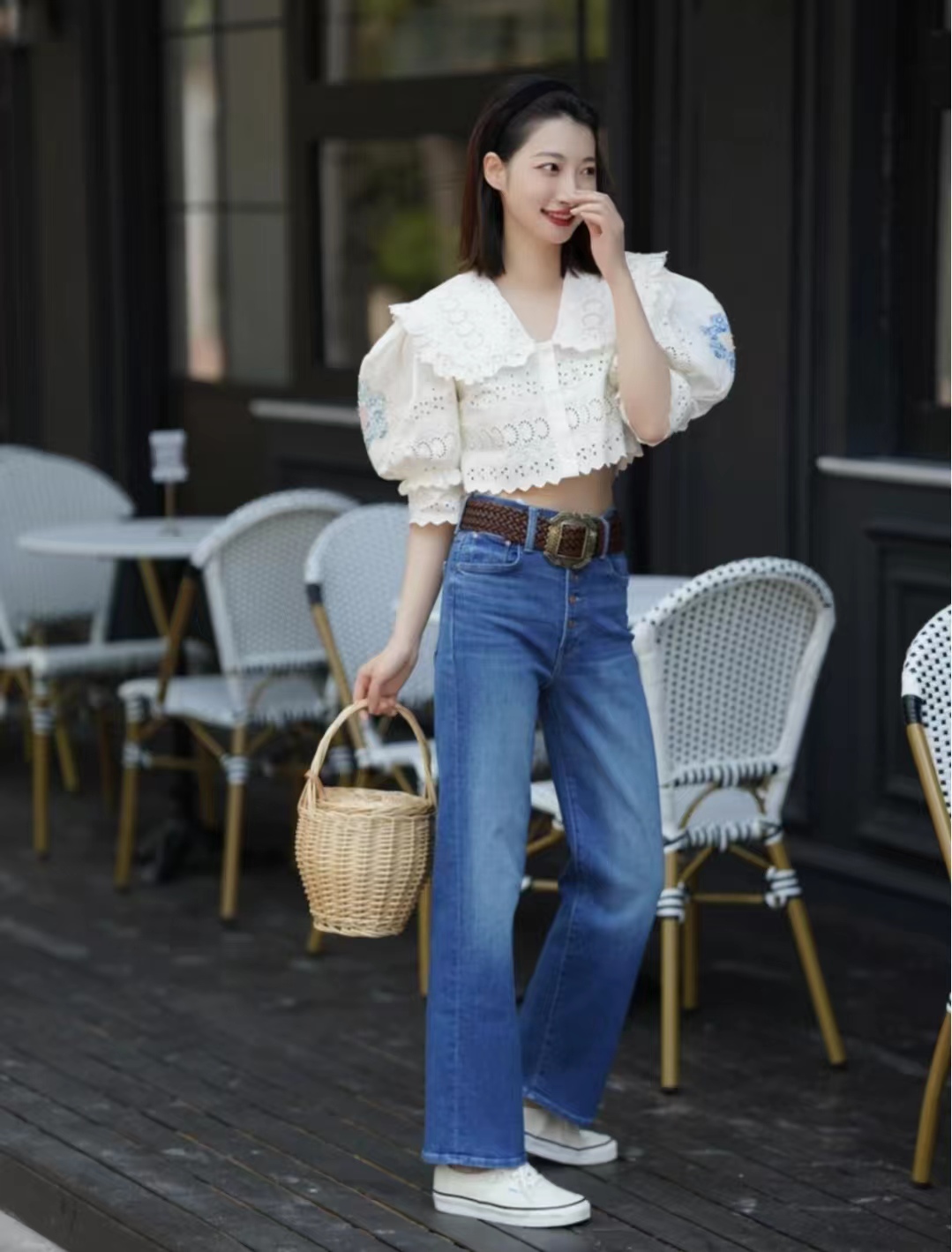 短肥上衣怎么搭配下装图片,宽松秋季款短上衣如何搭下装