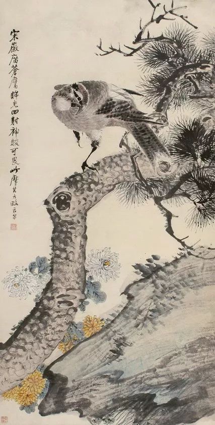 看吴昌硕画菊似乎感觉到秋风,王礼的国画作品欣赏