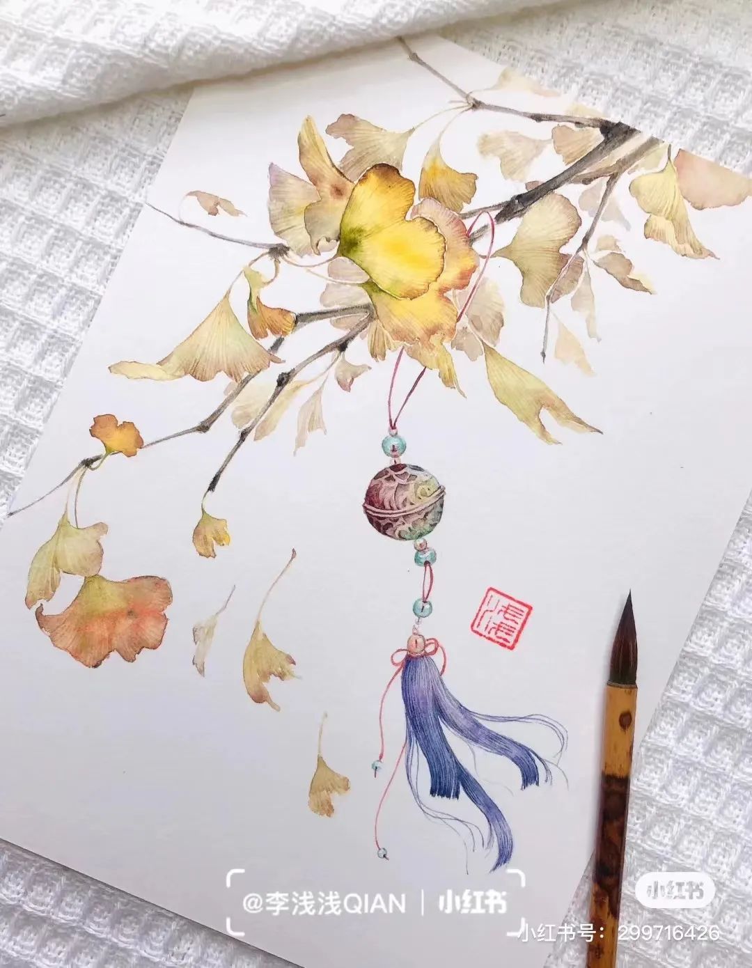 水彩中国风风景简单,古风水彩花卉简单又好看