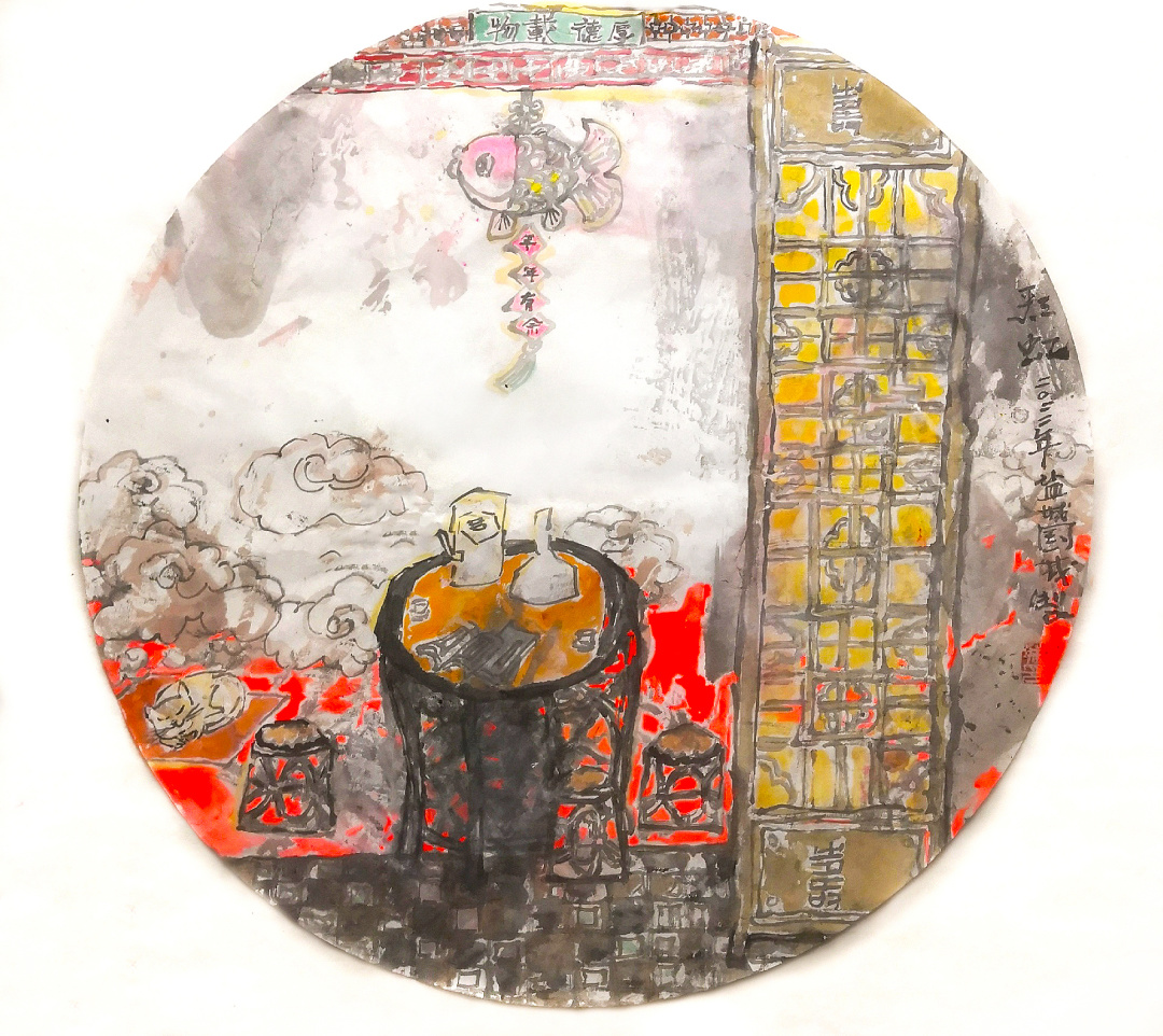 *坐静**夏夜听鸣蝉——余国城壬寅年初夏水墨画新作欣赏