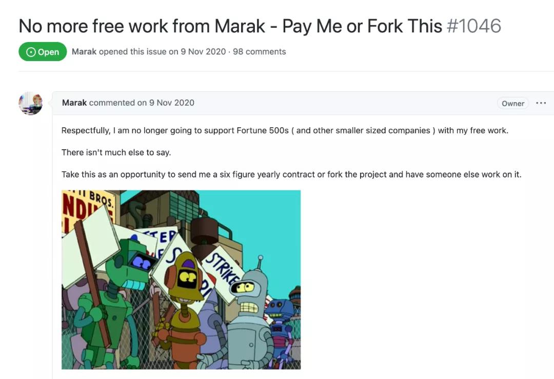 拒绝白嫖，开源项目作者删库跑路，数千个应用程序无限输出乱码